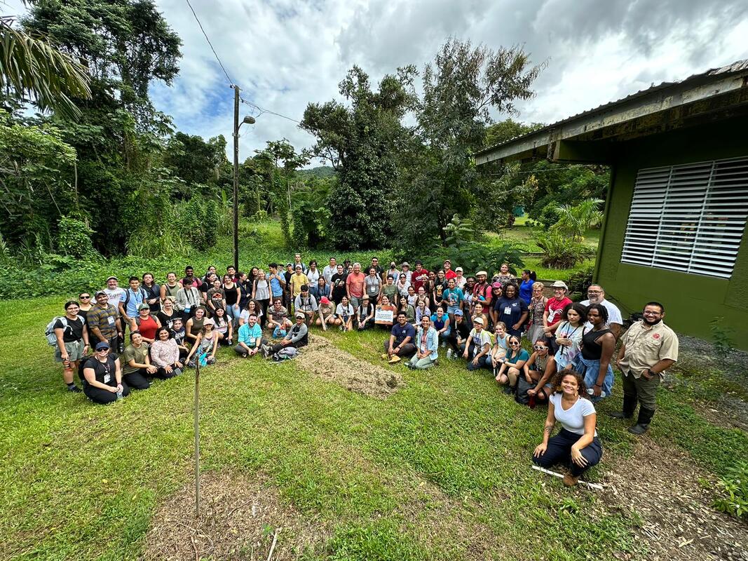 A group photo from the Tropical Forest BioBlitz in El Yunque National Forest